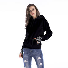 WKOUD New Women's Hooded Hoodies Fashion Patchwork Sleeve Pullovers Solid Sweatshirt Long Sleeve Streetwear Tracksuits H1157 2024 - buy cheap