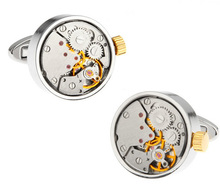 Men Gift Watch Movement Cufflinks Wholesale&retail Silver Color Brass Material Functional Watch Design  Winding Watch 2024 - buy cheap