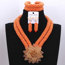 The Most Charming Girl Necklace Jewelry Sets Orange Necklace and the Golden Flower Party Bridal Jewelry Sets Free Shipping 2024 - buy cheap