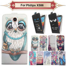 Top Selling 11 Colors Cartoon Pattern Up and Down Flip PU Leather Case For Philips X586 2024 - buy cheap