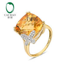 CaiMao 18KT/750 Yellow Gold 8.35 ct Natural Citrine &   ct Full Cut Diamond Engagement Gemstone Ring Jewelry 2024 - buy cheap