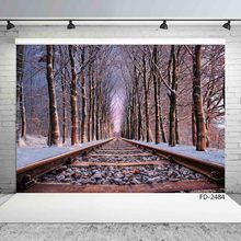 Snow Tree Train Track Photographic Backgrounds Vinyl Cloth Backdrops Photo Shootings for Children Wedding Lover Photo Studio 2024 - buy cheap