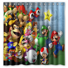 Free Shipping!Customize Super Mario Background Printed Waterproof Polyester Shower Curtain&Bath Curtain(Size 180X180CM) 2024 - buy cheap