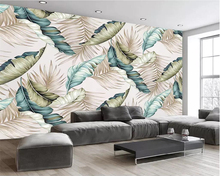 Beibehang-papel tapiz grande personalizado, simple, 3D, nórdico, pintado a mano, selva tropical, hojas de plátano, para sala de estar y dormitorio 2024 - compra barato