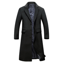 Casaco longo de lã masculino para inverno, jaqueta corta vento em estilo britânico 2024 - compre barato