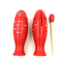 New Wooden Temple Block Musical Instrument Toys Sound Red Fish Shape Play Game Interactional Toy Birthday Gift for Children Kids 2024 - buy cheap