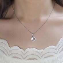 Moda diamantes de imitación con incrustaciones de estrella Luna imitación perla colgante mujeres collar joyería nueva 2024 - compra barato