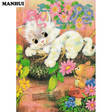 Pintura redonda com miçangas 5d diy, conjunto para ponto cruz e bordado, mosaico para gato e mouse bkt14 2024 - compre barato