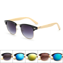 New 2019 Bamboo Sunglasses Men Wooden half frame Women Brand Designer Mirror Original Wood Sun Glasses retro de sol masculino 2024 - buy cheap