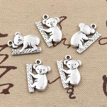Cuentas de oso Koala de 8 Uds., 20x14mm, fabricación de joyas antiguas, ajuste, Vintage, color plateado tibetano, joyería hecha a mano DIY 2024 - compra barato