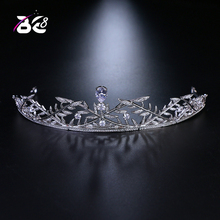 Be 8 forma de folha de cristal transparente, zircônio cúbico, coroa, casamento, rainha, princesa, desfile, baile de formatura, coroa de noiva h096 2024 - compre barato