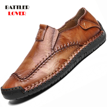 Sapatos de couro genuíno masculinos, mocassim confortável e clássico, sapatos baixos para homens, tamanhos grandes 38-48 2024 - compre barato
