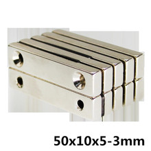 1pcs 50x10x5 mm hole 3mm N35 Strong Square NdFeB Rare Earth Magnet 50*10*5 mm hole 3mm 2024 - buy cheap