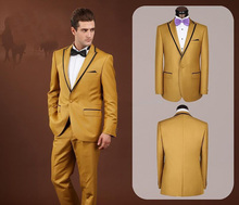 Trajes ajustados a la moda para hombre a medida, solapa dorada, trajes de boda para hombre, trajes de moda de negocios de alta calidad, Ternos 2024 - compra barato