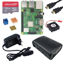 Original raspberry pi 3 modelo b plus on-board wifi & bluetooth + abs caso + 3a fonte de alimentação + dissipador de calor para raspberry pi 3b plus 2024 - compre barato