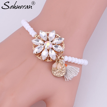 Sehuoran Bracelets & Bangles For Woman Copper Shell Crystal Bead With Crystal Stone Tassel Bohemian Adjustment Crystal Bracelets 2024 - buy cheap