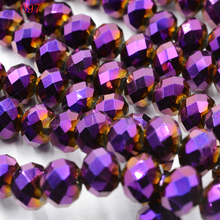 FLTMRH AAA metallic Purple Color Loose Crystal Glass Rondelle beads.   ,6mm  Free Shipping! 2024 - buy cheap