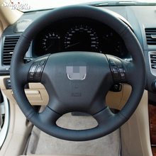 Cubierta brillante para volante de cuero, protector negro de punto para Honda Accord 7, 2004-2007 2024 - compra barato