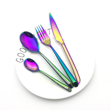 Electroplate Colorful Steak Knife Stainless Steel Cutlery Set  Wedding Salad Fork Western Food Cake Scoop Dinner Tools 4pcs/set 2024 - buy cheap