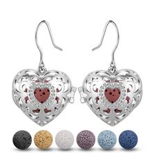 EUDORA 12mm Heart Locket Drop Earring Lava Stone Bead Dangler Aromatherapy Essential Oil Diffuser Hook Earrings DIY Jewelry HR07 2024 - buy cheap