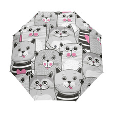 Windproof Automatic Umbrella Rain Women Lovely Cat Folding Umbrellas Kids Portable Umbrella for Girl 2024 - buy cheap