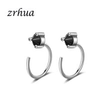 ZRHUA Classic Round Cubic Zircon Stud Earring For Women Girl Gifts Silver Color Austrian Crystal Bijoux one pair Hot Sale 2024 - buy cheap