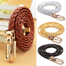 Hot! Women Braided PU Leather Narrow Thin Buckle Strap Waist Belt All-Match Waistband AHOG 2024 - buy cheap