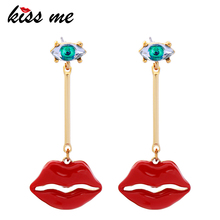 KISS ME-pendientes coreanos para mujer, aretes colgantes de resina esmaltada, labio y ojo, accesorios de moda 2019 2024 - compra barato