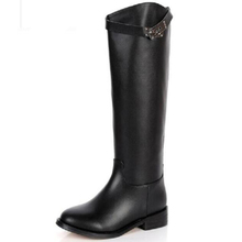 Geauine-Botas cortas de piel para mujer, botines gruesos y cálidos, Retro, tacones con hebilla cuadrada, informales, a la moda, invierno, 20170106 2024 - compra barato