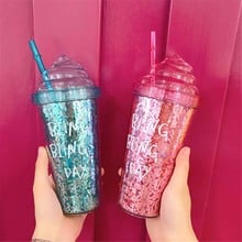 JOUDOO Candy Color 420ML Water Bottle for Girls Cute Star Sequin