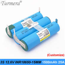 Батарея Turmera 18650 15M inr18650-15MM 1500mah 25A 10,8 v 12,6 v аккумулятор 18650 упаковка для отвертки инструмент аккумулятор на заказ 2024 - купить недорого