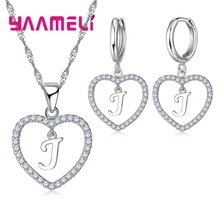 Hot Selling Top Quality Necklace Earrings Jewelry Sets 925 Sterling Silver 26 Letters Cute Charming Crystal  For Women Best Gift 2024 - buy cheap