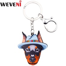 WEVENI German Doberman Pinscher Dog Key Chain Key Ring HandBag Charm Man Car Keychain Accessories New Trendy Jewelry For Women 2024 - buy cheap