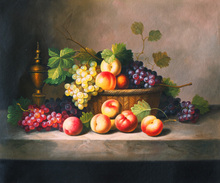free shipping classical peach grapes fruit leaves still life oil painting canvas printings on canvas decoration picture 2024 - buy cheap