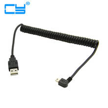 Мини USB 90 правый угловой кабель спиральный USB A Тип папа USB мини USB папа 90 градусов 5pin B разъем спиральный растягивающийся шнур для передачи данных 2024 - купить недорого