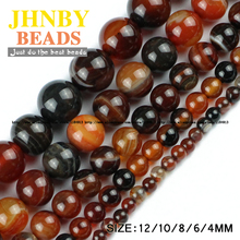 Pingente de contas dentro de laço jnby, acessório de pulseira de joias com listras marrom redondas de pedra com faixa natural 4/6/8/10/12mm 2024 - compre barato