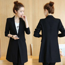 Casual Korean Spring Autumn Coat Ladies Black Long Blazer Mujer Elegante Windbreaker Slim Fit Suit Jacket femme Workwear f1302 2024 - buy cheap