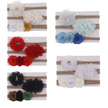 New 3pcs/lot Chiffon Flower Baby Girls Headband Set Cute Rose Flower Kids Newborn Nylon Hair Bands Headwear Photography Props 2024 - buy cheap