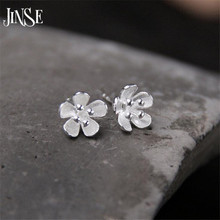 JINSE-pendientes de plata de ley 925 para mujer, aretes con forma de flor de 8mm, regalo de alta calidad para niña, joyería 2024 - compra barato