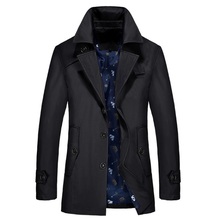 Casaco trench coat masculino, jaqueta comprida corta-vento para homens roupas externas 2024 - compre barato