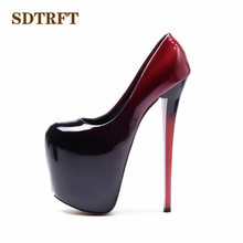 SDTRFT Stiletto Spring/Autumn Platforms shoes woman 20cm Thin High-Heeled sexy Round Toe wedding pumps Plus:35-45 46 47 zapatos 2024 - buy cheap