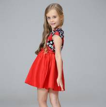 Children Flower Floral Clothing Kids Girls Baby O-Neck Short Sleeve Summer Ruched Leather Sashes Dress Toddler Princess Clothes 2024 - buy cheap
