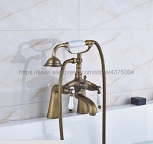 Antique Brass Bathroom Clawfoot Bath Tub Faucet Mixer Tap Ceramic Handle Hand Shower Head Nan008 2024 - buy cheap