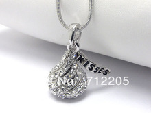 10 шт в партии серебряное покрытие Kisses Кристалл конфеты кулон ожерелья (A107750) 2024 - купить недорого