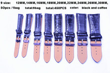 Wholesale 450pcs/lots high quality Size:12MM-14MM-16MM-18MM-20MM-22MM-24MM-26MM--30MM- PU leather Watch band watch strap 2024 - buy cheap