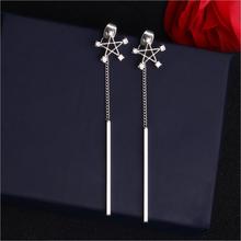 Kuziduocai New Fashion Fine Jewelry Silver Zircon Star Concise Tassel Drop Earrings For Women Girls Gift E-163 2024 - buy cheap