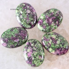 For Jewelry Making Necklace Pendant Bracelet Earrings 22x30MM Oval Natural Stone Bead Green Red Zoisite CAB Cabochon 2Pcs K501 2024 - buy cheap