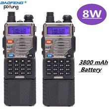 Baofeng-walkie-talkie poderoso, 2 peças, 8w, alta potência, 3800mah, uhf, vhf, 8w, longo alcance, caminhadas, uv5re, cb, portátil 2024 - compre barato