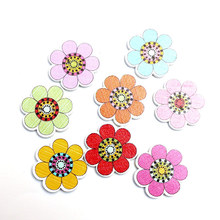 50pcs Mixed 25x25mm Flower Wooden Buttons For Clothes Needlework Scrapbooking Crafts Diy Sewing Accessories Wood Decoration 2024 - buy cheap