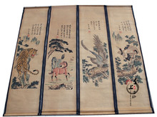Китайская пейзажная живопись фрески античной каллиграфии и живописи каллиграфия фэн-шуй четыре экрана 2024 - купить недорого